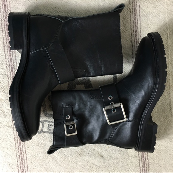 rag & bone Shoes - NEW rag & bone Black Leather MOTO Combat Boots